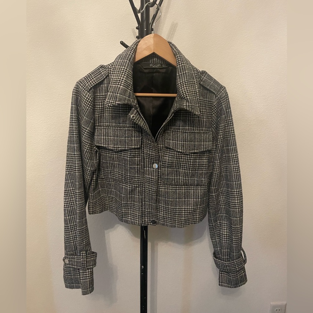 Stoosh - Plaid Cropped Jacket. Size medium